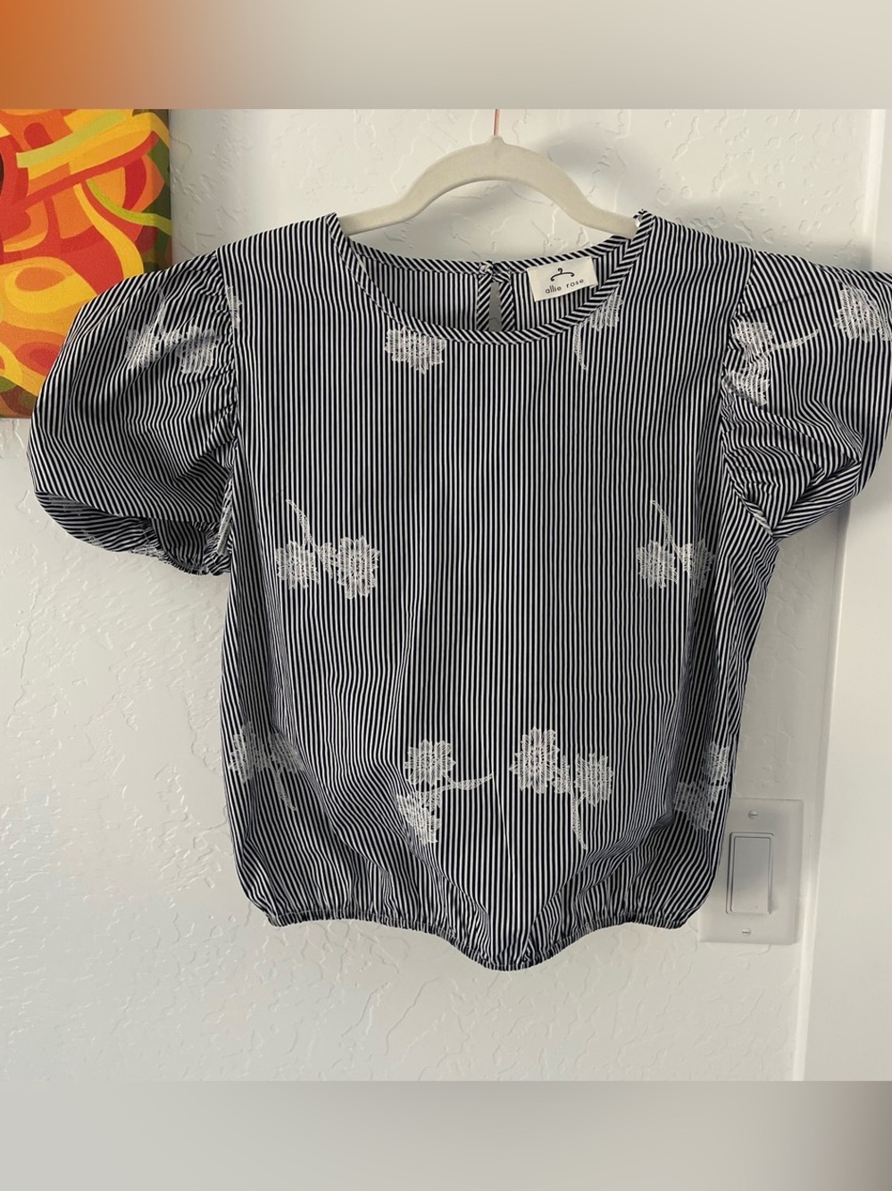 Striped Puff-Sleeve Blouse
